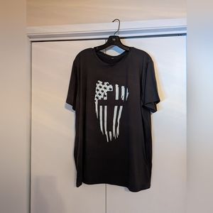 American Flag & Cross Pattern Print Men's T-shirt, Graphic Tee XL